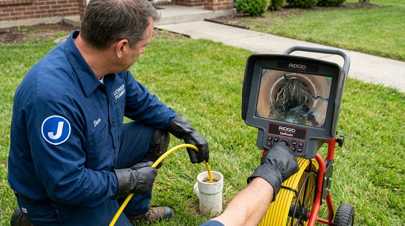 Sewer camera inspection being performed by Johns Plumbing LLC in Ridgely