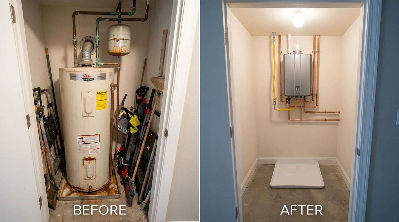 Tank water heater versus wall-mounted tankless unit comparison for Ridgely, TN homeowners